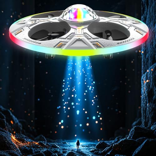 Foam Mini UFO Drone for Kids – RC Plane Flying Toy Remote Control Helicopter with LED Lights, Auto Hover, 2 Batteries (14 Min Flight)