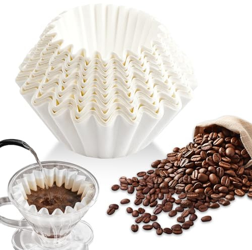 Korbfilter Kaffeefilter 80/200mm, 100 Stück Papierfilterkorb für Kaffeemaschine, Kompatibel mit Beem, Philips, Cuisinart, Gastroback, Weiße Korbfilter Tüten