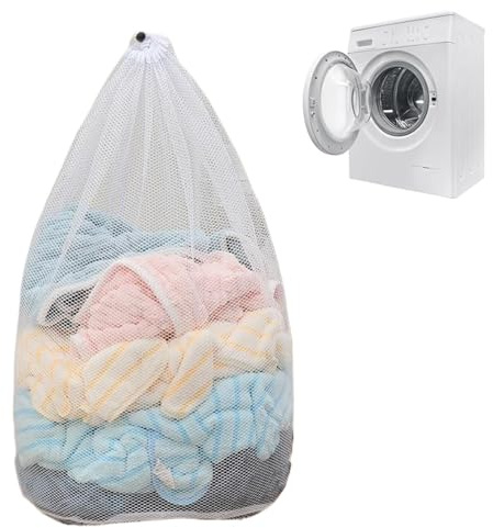 Mesh Laundry Bag 50 x 70 cm, Reusable Laundry Bags for Delicates | Machine Washable Net Laundry Washing Bag with Drawstring for Home Hotel College Dorm Apartment Travel Camp (White)