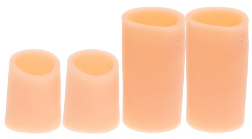 TEHAUX Silicone Finger 2 Pairs Skin-Colored Finger Protectors Waterproof Gel Thimble Supports for Cracked Fingertips Dry Skin Treatment and Writing Protection
