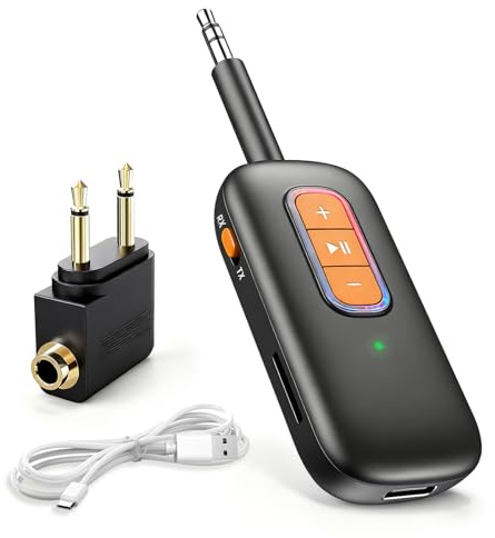 Bluetooth 5.4 Transmitter Receiver, 2 in 1 Wireless Aux Bluetooth Adapter | 3.5mm Jack HiFi Bluetooth Transmitter for TV, PC, Car, Airplane, Speaker, Headset, Headphones, Home Stereo, Audio Music