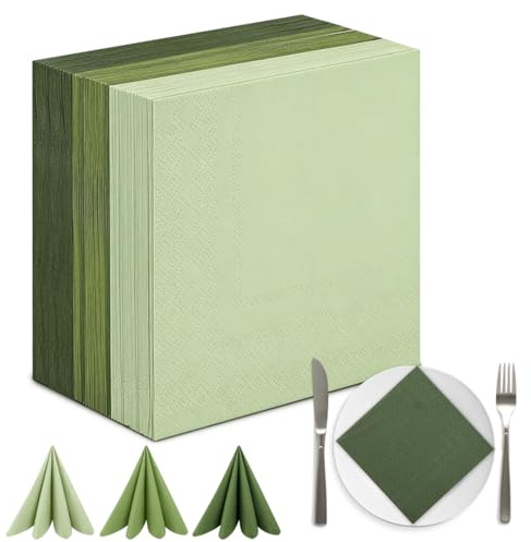 RANJIMA Servietten Grün, 120 Stück Salbeigrün Eukalyptus Grün Servietten Hochzeit Servietten für Hochzeit Abendessen Geburtstag Abendessen Brautjubiläum Gastronomie Hotel Catering Party, 33x33cm