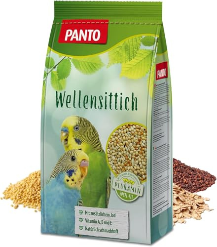PANTO Wellensittichfutter mit Pluramin 12,5 kg – Saatenmischung mit Jod | Artgerechte Saatenmischung mit natürlichem Jod – ausgewogenes Ziervogelfutter für vitale Wellensittiche