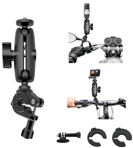 Motorcycle Handlebar Mirror Camera Pole Mount Compatible for Insta360 X5-X | 360° Ball Head for Motorbike Mirror Bracket accessories 0.28-1.41 Pole, Compatible for GoPro 13–3 Action Camera accessories