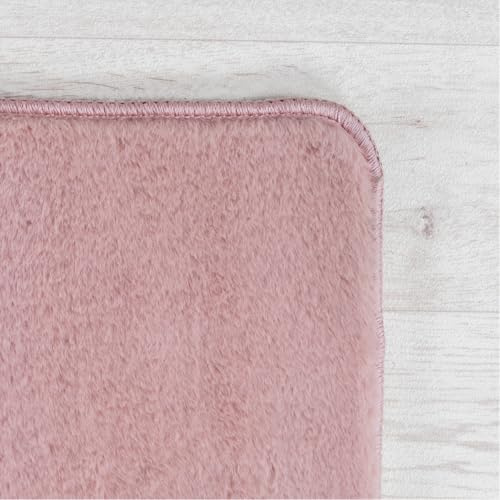 KADIMA DESIGN Teppich Kurzflor Unifarben Elegant Pflegeleicht Modern Waschbar Strapazierfähig Langlebig Rosa 120x160 cm Wohnzimmer Esszimmer rutschfest Oeko-TEX | ISAR