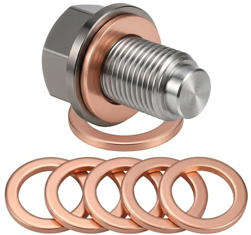 Magnetische Ölablassschraube,M12x1.25 Magnet Dichtung Ölwannenablassmutter | Magnetische Ölwannenwanne Schraube Mit 5 Stück Kupferdichtung, Ölablassschraube für die Meisten Auto