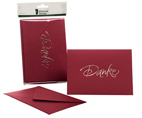 Rössler Papier 1181956072 - Kartenpack DIN B6 (120 / 240 x 169mm), - Danke - rosso