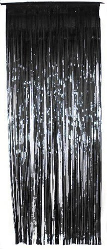 HENBRANDT Black Metallic Shimmer Curtain – 3 x 8 Ft / 91 x 244cm