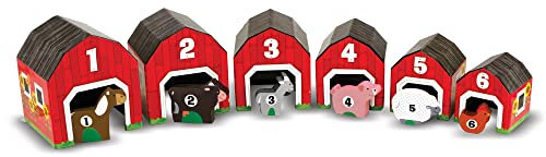 Melissa & Doug Wooden Nesting & Sorting Barns & Animals Toy | Developmental Toys | 3+ | Gift for Boy or Girl