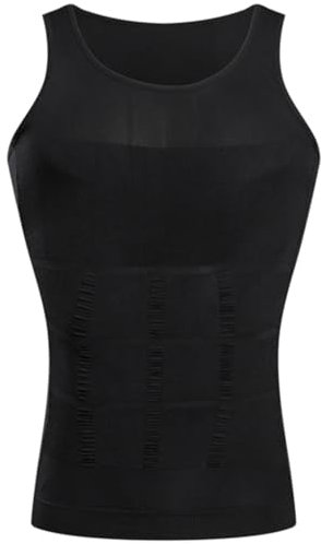 Slimming Compression Vest for Men - [Small Black] Sleeveless Body Shaper Undershirt and Base Layer. Streamlined Look and Tight Muscle Support. Invisible Skin Under Tops/T-Shirts. Perfect Gym Wear.