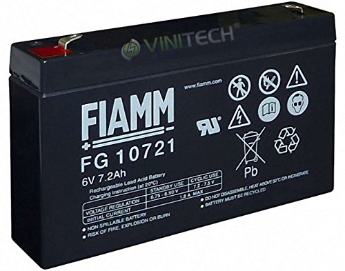 FIAMM FG10721 - Batteria al piombo, 6 V, 7,2 Ah, FG 10721, al piombo, batteria AGM Faston, 4,8 mm