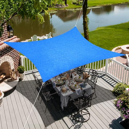 jarolift Sonnensegel Quadrat, Atmungsaktiv, Sonnenschutz Sichtschutz für Terrasse Garten Balkon, HDPE-Gewebe, 360 x 360 cm, Azurblau