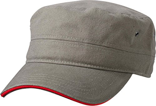 Myrtle Beach Sandwich Cap im Military-Stil aus robustem Baumwollcanvas (olive/red)