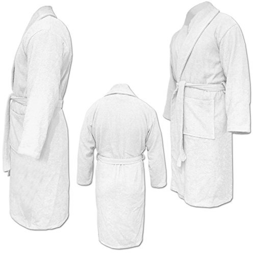 HOMELEVEL Peignoir de bain en tissu éponge - 100% coton - Pour homme et femme - Tailles S à 6 XL, Blanc., M