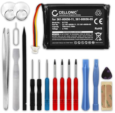 CELLONIC, Akku Navi kompatibel mit Garmin Camper 770 LMT-D, Nüvi 42, Nüvi 2689 (750mAh, 3.7V) + Werkzeug-Set Ersatzakku 361-00056-05,361-00056-11