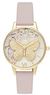 Olivia Burton Analog Quarzuhr für Damen mit Pinkes Veganes Lederarmband - OB16EG125