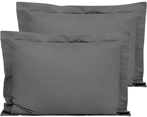 FLXXIE 2 Pack 100% Brushed Microfiber 1800 Oxford Pillowcases, Stain Fade and Wrinkle Resistant, Soft and Cozy Standard Oxford Pillow Cases | Hotel Quality Pillow Shams, Dark Grey, 50x75 cm