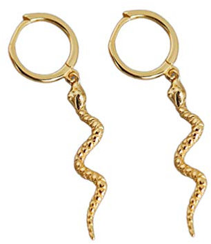 1 Paar Schlange Creolen Baumeln Ohrringe 925 Sterling Silber Ohrringe Schmuck für Frauen Dame (Golden)