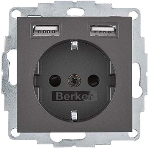 Berker Steckdose SCHUKO/USB 48031606 B.3, anthrazit mt. B.3 Steckdose 4011334510512