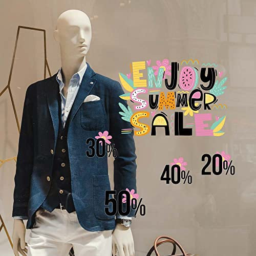 kina - UVSD0240 Autocollant de Fenêtre Transparent Amovible Repositionnable pour Vitrines en Verre Magasins - Stickers Soldes d'été Réductions Occasions - 2 feuilles 42x30 cm