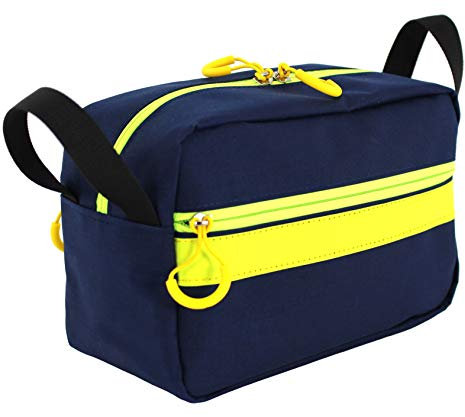 Zentauron Kulturtasche Reflex 3L aus Cordura mit Reflektionsband, 2 Reißverschlussfächer, Einschubfächer, Handgriffe, Reise- und Outdoor-Tasche, Maße: 15 x 10 x 22 cm, Pflegeprodukte Tasche