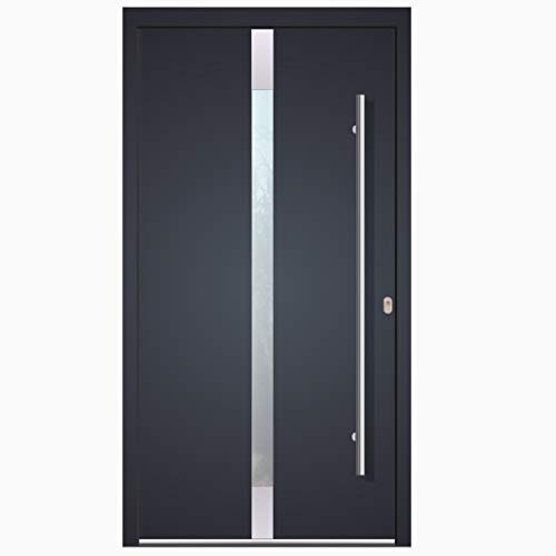 Haustür Welthaus WH75 Standardtür Aluminium mit Kunststoff LA 128 Tür 1000x2000mm DIN Rechts Farbe aussen Anthrazit Innen weiß außengriff BGR1400 innendrucker M45 Zylinder 5 Schlüßel