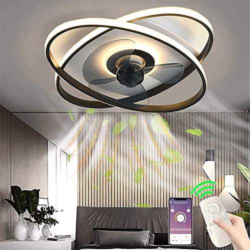 TRUYOK 50CM LED Deckenventilator mit Beleuchtung mit Fernbedienung Leise LED Dimmbar Deckenleuchte mit Ventilator 6-Gang Modern Ventilatorlicht für Wohnzimmer Schlafzimmer Esszimmer Kinderzimmer