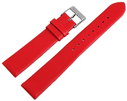 Excellanc-Uhrenarmband Ersatz Echt Leder Dornschließe Breite 12-22 mm (Stegbreite: 20 mm, rot)
