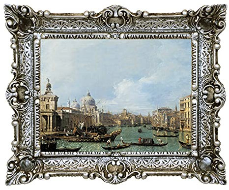 Kunstdruck auf Leinwandpapier, Wandbilder groß, mit Rahmen im Barock-Stil, 55 x 45 cm (Silber antik)