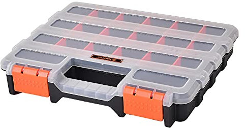 TACTIX Sortimentskasten Organizer Box Kleinteilemagazin Sortierbox (25,5 x 21 x 4 cm)