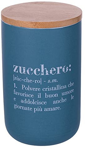 Villa d'Este Home Tivoli Victionary Shades Barattolo zucchero in new bone China con coperchio in bamboo 750 ml