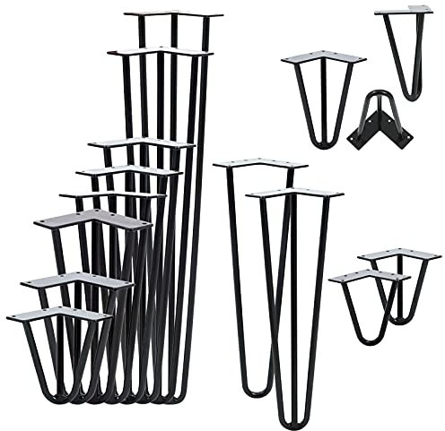 VENDOMNIA Lot de 4 Pieds en épingle à Cheveux Multi-Taille en Acier Pieds de Table Pieds de Meubles de Style Industriel Pieds de Table Basse Travail Salle à Manger, DIY