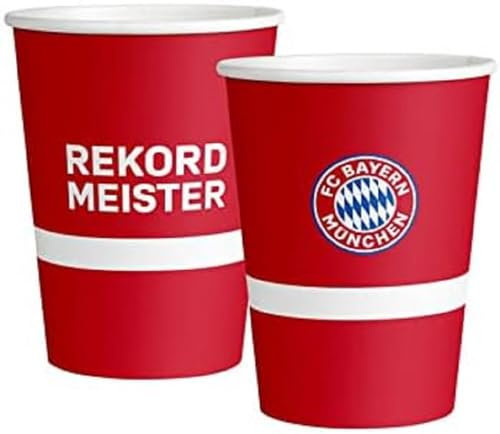 Amscan 9906507-66 - Becher FC Bayern München, 8 Stück, 250 ml, Papier, Pappbecher, Einweggeschirr, Fußball, Party, Fan, Geburtstag