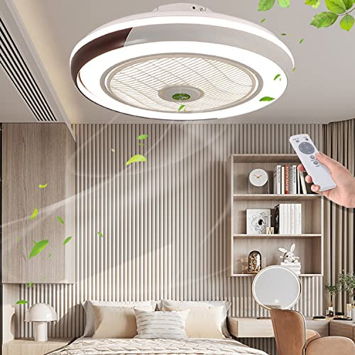 LED Deckenventilator Mit Beleuchtung Invisible Fan Deckenleuchte Fernbedienung Dimmbar Fan Deckenlampe Mit Beleuchtung Decke Lampe Leise Ventilator Für Esszimmer Wohnzimmer Schlafzimmer Kinderzimmer