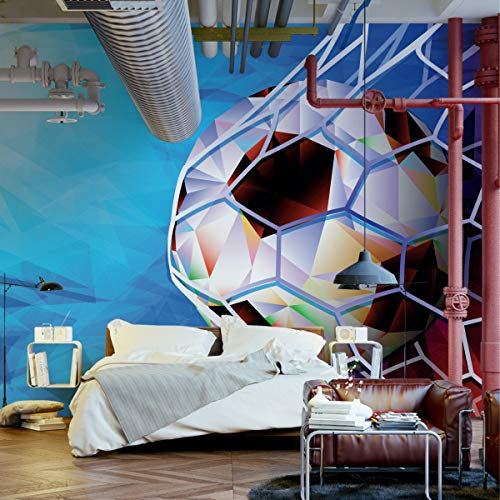 Wallepic Selbstklebende Fototapete Sport Fußball Ball Netz Fußballspiel 360 x 240 Moderne Tapete XXL Abstrakt Jugend Geometrisch Wohnzimmer Schlafzimmer Büro Flur