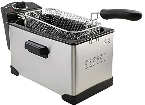 Electric Deep Fryer with Viewing Window Tank Deep Fat Fryer Temperature Up to 190°C Stainless Steel Chip Fryer Cold Zone Technology Cool Touch Handle Thermal Guard,3.5L (2.5L)