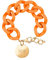 ICE - Jewellery - Chain bracelet - Flashy orange - Gold - Kettenarmband mit orangefarbenen XL-Maschen für Frauen, geschlossen mit einer goldenen Medaille (020926)