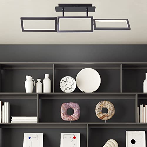 Brilliant 3 flammige LED Deckenlampe - dekorative Deckenleuchte dimmbar in 3 Stufen über Wandschalter & schwenkbaren Element aus Metall/Kunststoff, in schwarz - 81cm Breite
