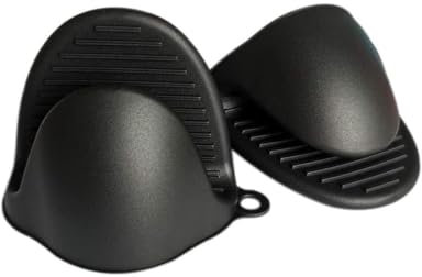 INF Ofenhandschuhe, Topfhandschuhe Silikon, 2er-Pack, Schwarz