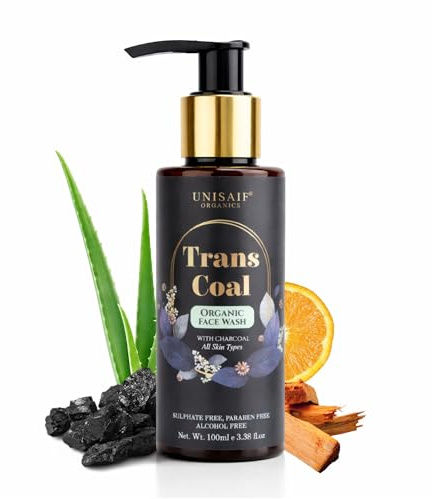 Unisaif Transcoal Charcoal Gesichtsreinigung, natürliche Holzkohle, Gesichtsreiniger für Männer und Frauen, Akne-Prävention, Peeling, Gesichtsreinigung, Ölkontrolle, Tiefenreiniger, 100 ml