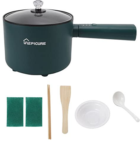 Pssopp Olla Caliente eléCtrica de 1,8 L para Cocina de Fideos, Mini Olla Antiadherente, Mini Olla Caliente eléCtrica para Dormitorio