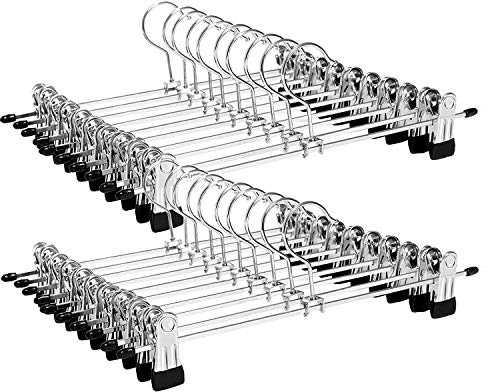 Hosenbügel, 200 Kleiderbügel aus Metall, Kleiderbügel mit rutschfesten Clips, platzsparend, Rockhalter, 360 ° drehbar, Kleiderbügel für Hosen, Röcke, Kleidung (200)