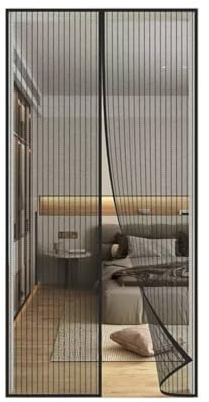FIOVIP Porta magnetica per zanzariera, 140x250cm Tenda, chiusura automatica, facile installazione senza fori, zanzariere magnetiche per ingresso/balcone, ecc. (poliestere, Nero)