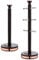 Tower Cavaletto Black & Rose Gold Mug Tree & Towel Pole Matching Kitchen Storage Set