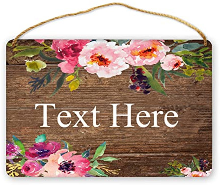 DJNGN Personalisierbares Schild mit Ihrem Bild und Text hier – Türschild aus Holz mit individuellem Namen, personalisiertes Willkommensschild