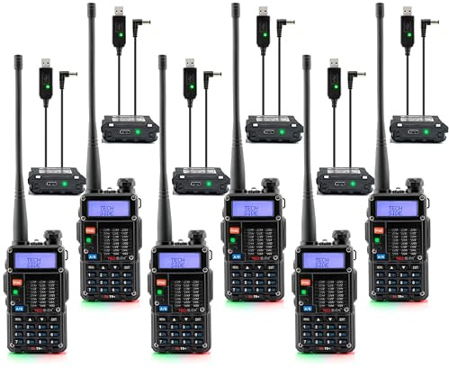 Techside Walkie Talkie Aggiornato Potenza 8W | 8 Pmr 69 Lpd Tri-Power | Dual Band Vhf/Uhf | Compatibile Canali Preinstallati Midland G9 Pro UV5R Ti-F8+ Softair Vigilanza Trekking | Garanzia Ita (6 Pz)