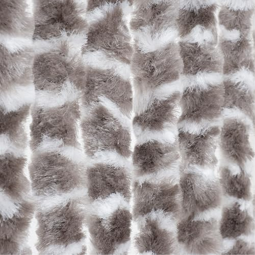 Moritz Flauschvorhang aus Chenille 100 x 200 cm Taupe Türvorhang als Fliegenschutz Insektenschutz für Camping Wohnwagen