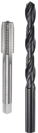 sourcing map Metric Tap and Drill Bit Set, M12 x 1.5 Thread Tap & 10.5mm Black Oxide Twist Drill Bit, Straight Flute Tap Tapping Threading Repair Tool Kit