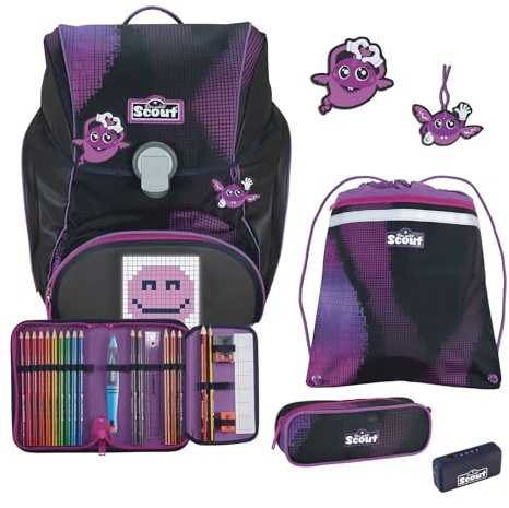 SCOUT Schulranzen Movie Star Alpha Set 4-teilig Pink Pixel violett