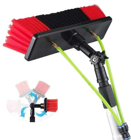 Teleskop-Fensterreiniger-Set mit Wasserzufuhr, Wintergarten-Dachreiniger, ausziehbare Bürste/Fensterreinigungsset, Dachreinigungswerkzeuge mit 20 m Wasserversorgungsschlauch, 3 ~ 12 m Stange/30 cm